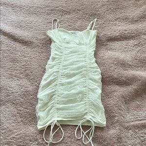 Princess Polly Cream Ruched Mini Dress